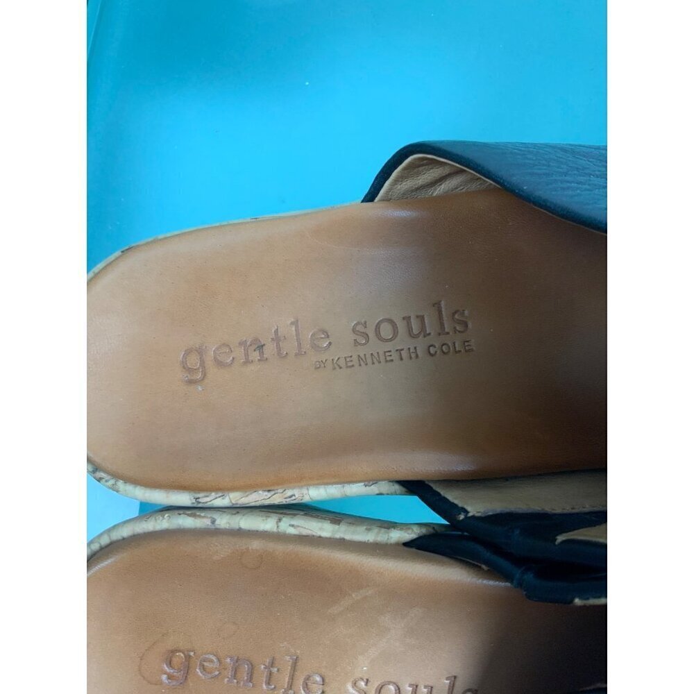 Gentle Souls womens shoes casual backless toeless black grained leather - Picture 2 of 5